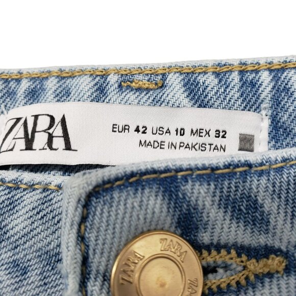 NEW Zara Mom Fit Jeans High Rise Slim Mom Leg Ankle Comfort Light Wash Blue 10 - Picture 8 of 9
